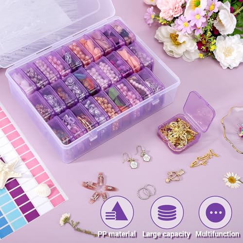 Image of Cosics Bead Storage Containers, Plastic Bead Organizer Case with 30 Small Storage Case for Small Projects, Jewelry Kit, DIY Craft Supply, Stickers, False Nails, Hardware, Seeds, Purple