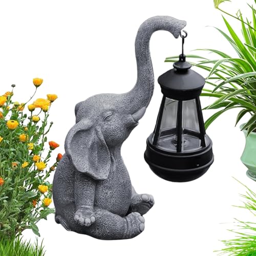Statue d'éléphant à énergie solaire et éclairage extérieur de cour