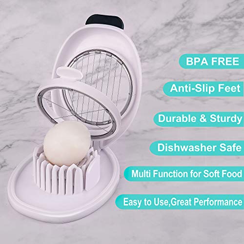 Egg Slicer For Hard Boiled Eggs,Easy To Cut Egg Into Slices, Wedge And Dices, Sturdy Abs Body With Stainless Steel Wires,Non-Slip Feet,Dishwasher Safe, Bpa Free(White) #TOP3