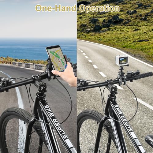 UTEBIT Bike Camera Mount with 1/4\" Screw Bicycle Camera Clamp for Bike,Motorcycle, Gopro,Electric Vehicles,360° Rotation Handlebar Action Camera Smartphone - Thumbnail 6