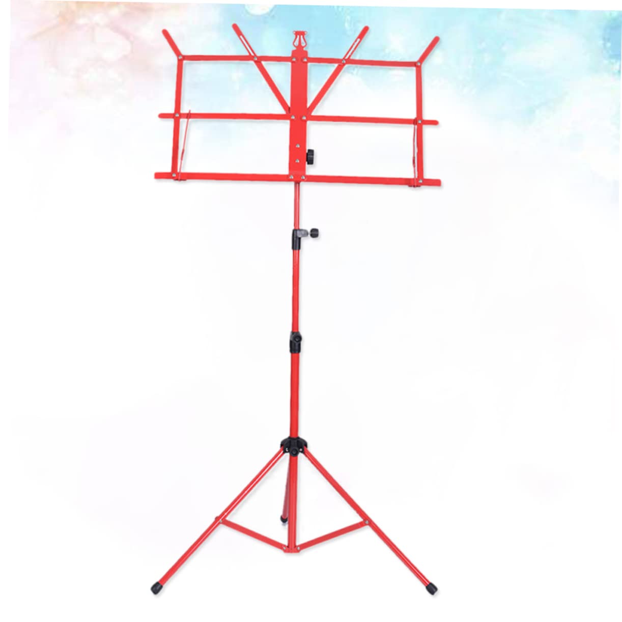 Milisten Folding Music Sheet Tripod Stand Height Portable Metal Music Stand Holder for Easy Carrying and Storage for Guitar Parts and Accessories Red