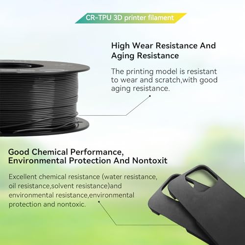 Image of 2025 Official Creality TPU Filament 1.75mm Black, Flexible 95A TPU 3D Printer Filament, High Hardness& Resilience, Soft Adhesive, Elastic, 1kg Spool (2.2lbs), Accuracy + /- 0.02 mm for Most 3D Printer