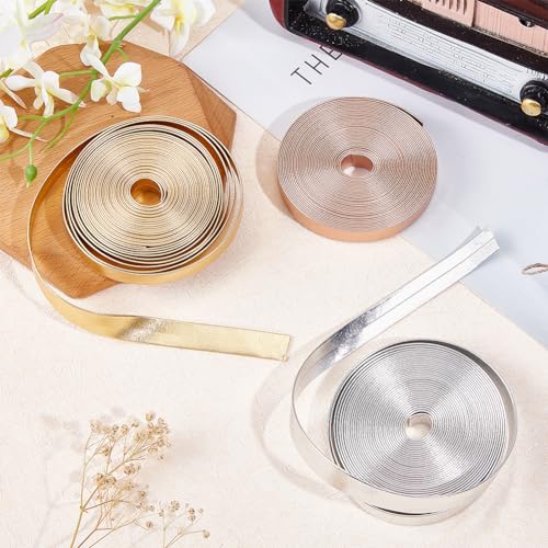 GORGECRAFT 5m x 12mm Metallic Flat Leather Strap Gold Shiny Pu Leather Strips Glossy Double Sided Imitation Leather Strips Beading String Threads Rope for Belt Necklace Bracelet Jewelry Making - Image 4