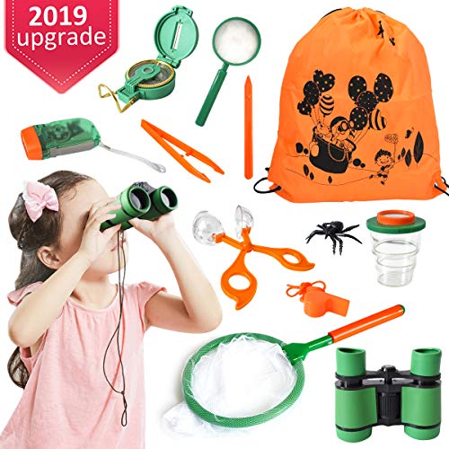Mixi Outdoor Explorer Kit & Bug Catcher Kit with Binoculars, Flashlight, Compass, Butterfly
