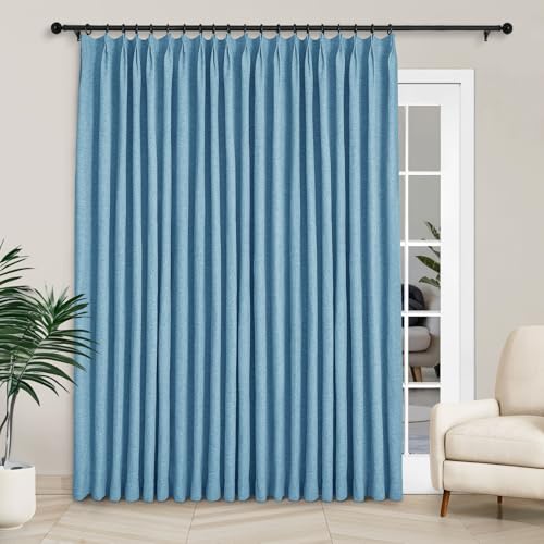 Macochico Extra Wide 100% Blackout Linen Curtains for Sliding Door