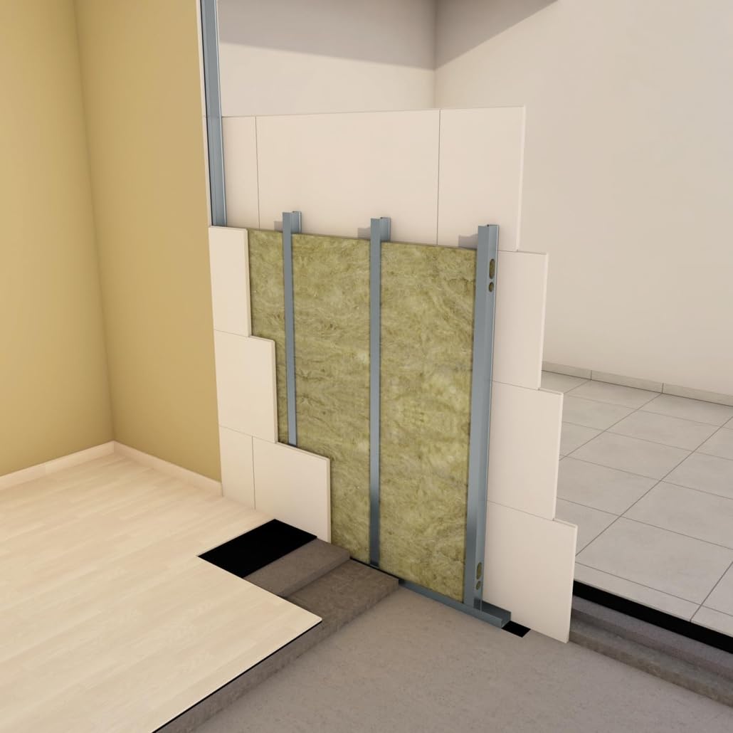 FUTURAZeta Lana di Roccia Isolamento Termico 9 Pannelli Isolanti Termici per Interni Antimuffa con Spessore 40mm, Pannelli Fonoisolanti per Isolamento Acustico, Pannelli 1200 x 600 mm (mq. 6,48)
