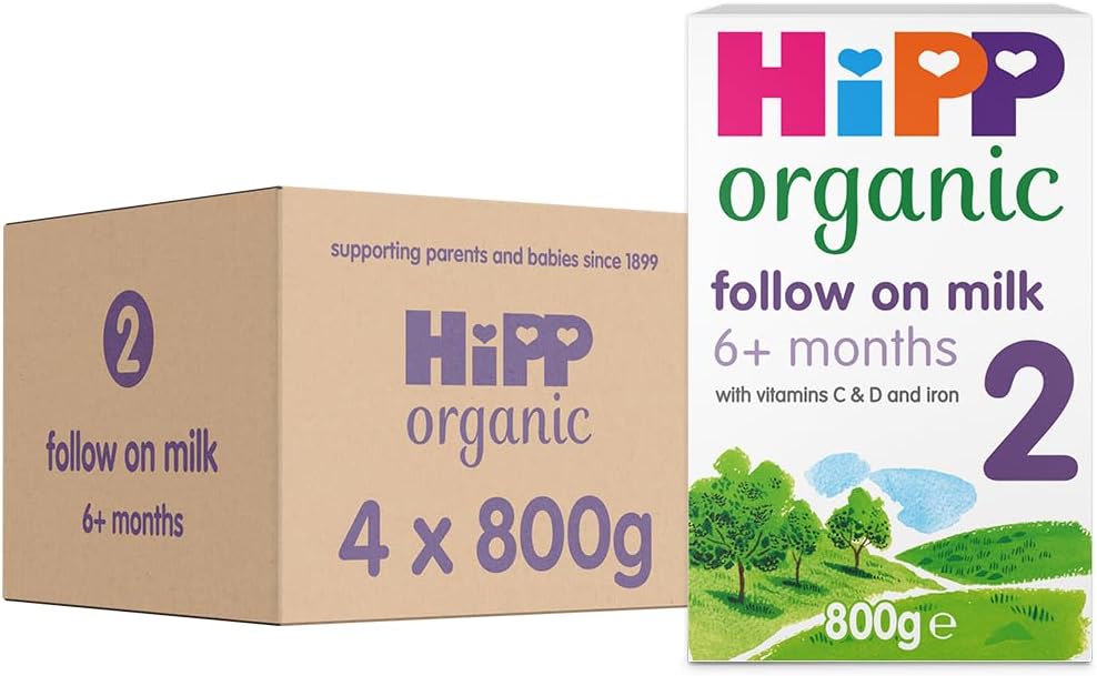 HiPP Organic 2 Follow on Baby Milk Powder Formula, From 6 Months, 800g (Pack of 4)