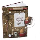 Logbuch-Verlag - Libro de recetas (DIN A5, con y sin esquinas metálicas), color Marrón-Rojo Navidad mit Metallecken
