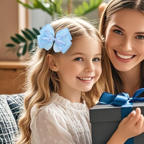 Pinzas para cabello con moño azul, set de 2 miniatura 2