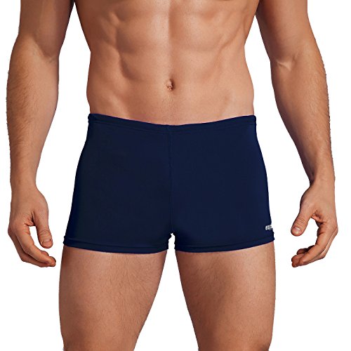 Easyglide Square Leg Suit Mens Comfortable Swimwear for Polyester PBT Fabric (36, Navy Blue)