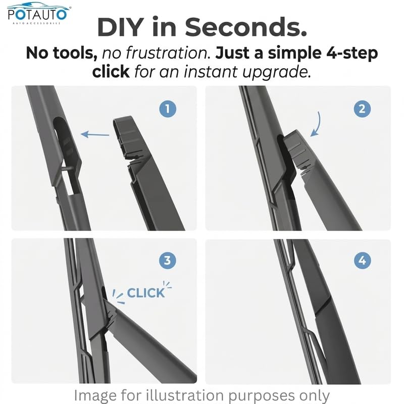 Image of POTAUTO REAR WIPER BLADE ARM SUITABLE FOR AUDI Q3 | 16 INCH | ALL-WEATHER HIGH PERFORMANCE | 3468
