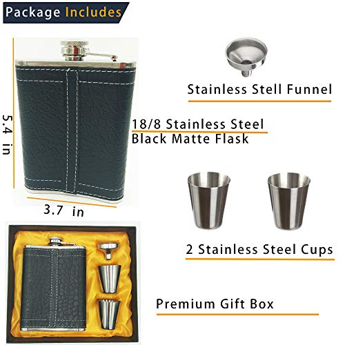 8oz Hip Flask with 1 Funnel, 2 Short Glass and Gift Box for Liquor - Premium 304 Stainless Steel - 100% Leak Proof Hip Flask for Women and Men - Father\'s Day, Valentines Day, Birthday, Christmas - Thumbnail 5