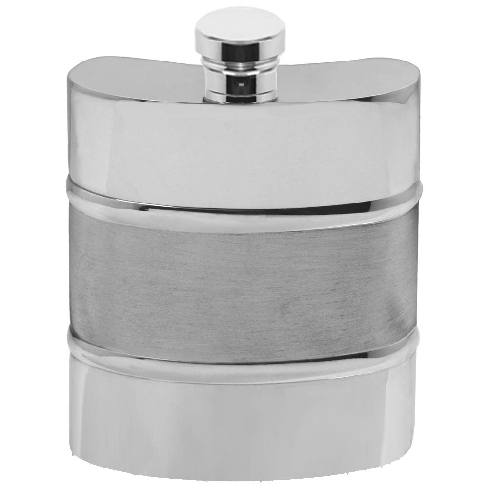 English Pewter Company Sheffield, England Women's Black English Pewter Company 6Oz Pewter Hip Flask With Satin Band. Personalised With Free Engraving [Sf551]