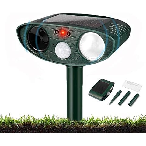 Garden Cat Repellent, Ultrasonic Cat Repellent with Motion Sensor and Flashing Lights, Solar Powered, Cat Dog Birds Foxes Animal (Waterproof) Cover