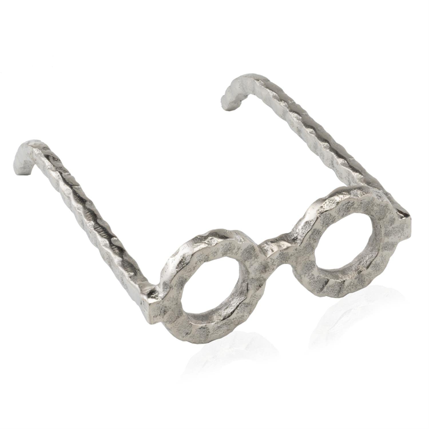 Modern Day Accents 5806 Gafas Round Silver Spectacles Glasses Decor, Bookshelf Decor, Room Decor, Home Decor, Desk Decor, Tabletop Sculpture, Staging Decor, Living Room Decor, 6.25" L 7.5" W 2.5" H