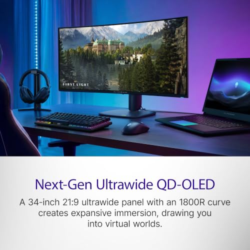 Image of Alienware 34 Gaming Monitor AW3426DW, UWQHD QD-OLED, 280Hz, 0.03ms, G-SYNC