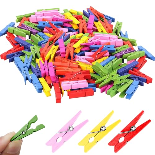 1.35 Inch Mini Clothes Pins for Photo,100 pcs Colorful Small Clothes pins,Mini Photo Clips Ideal for Crafts, Decorations and DIY Project