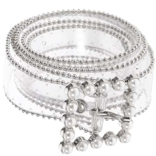 GALPADA PU fashion waist clear belt with holes prong belt leather waist belt waist cinch belt belt Leather Jeans