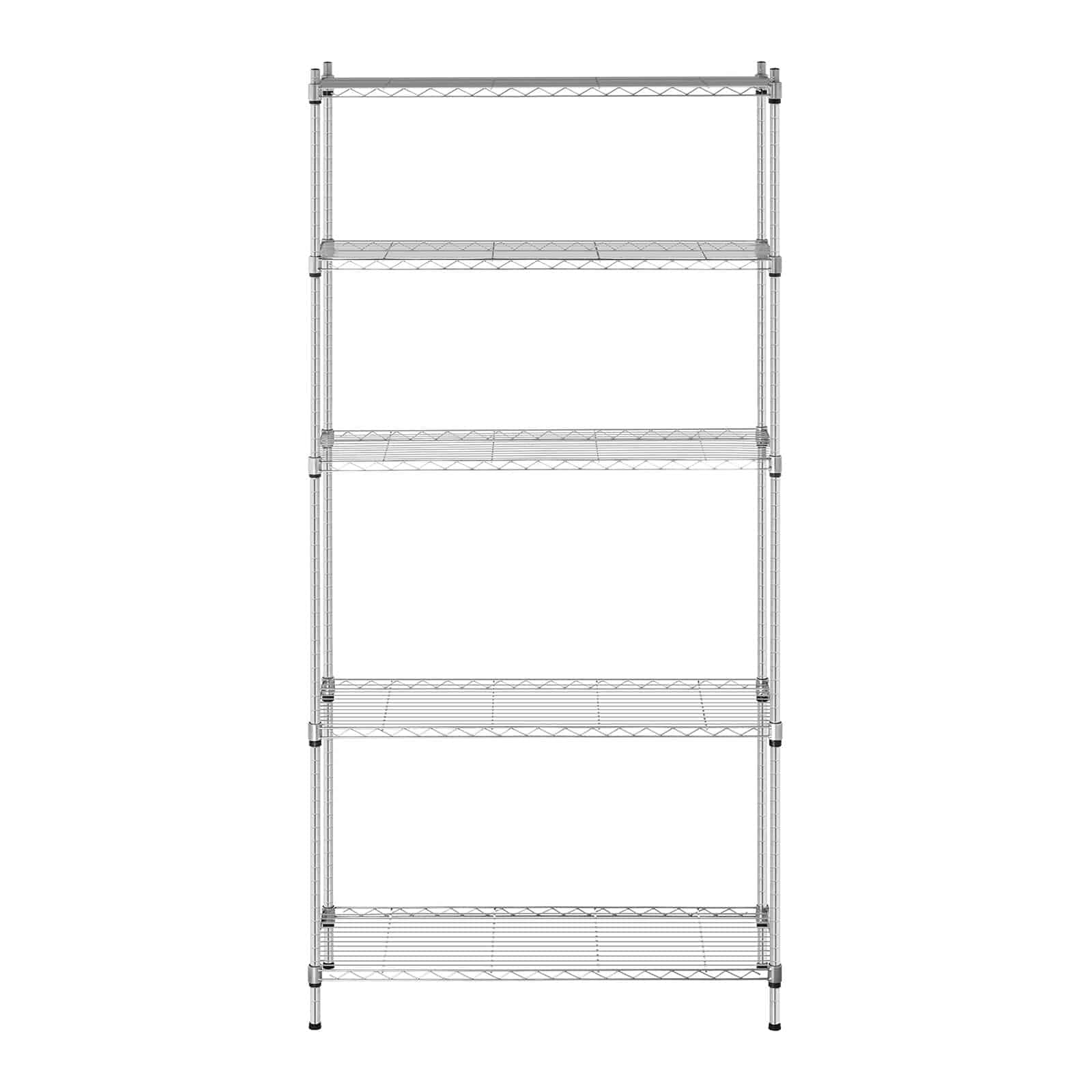 Royal Catering Scaffale Metallico Componibile Scaffalatura in Metallo RCMR-1800P19C (5 ripiani, 150 kg, Metallo, Plastica, Grigio)
