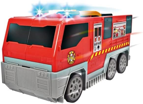 The Dickie Toys Folding Fire Truck Playset in its folded, compact truck form.
