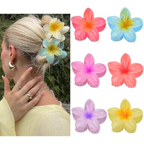 Balloome Hawaiian Flower Claw Clips, 6-Pack (Multicolored)