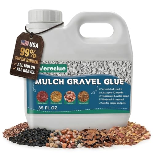 Image of Mulch Gravel Glue for Landscaping 35 Oz - Fast-Drying Rock Pea Glue, Waterproof Gravel Binder, Clear Adhesive for Rocks, Mulch, Pebbles, Rubber Outdoor Landscaping, Non-Toxic and Pet-Friendly