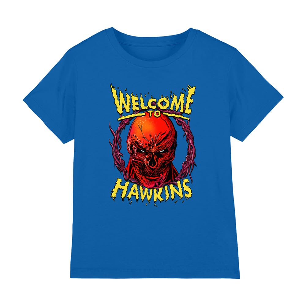 Stranger Things Vecna Welcome to Hawkins Kids T Shirt, Royal, 7-8