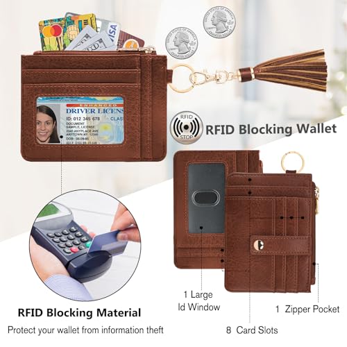 Image of KNGITRYI Wristlet Wallet for Women,RFID Keychain Wallet with Beaded Strap
