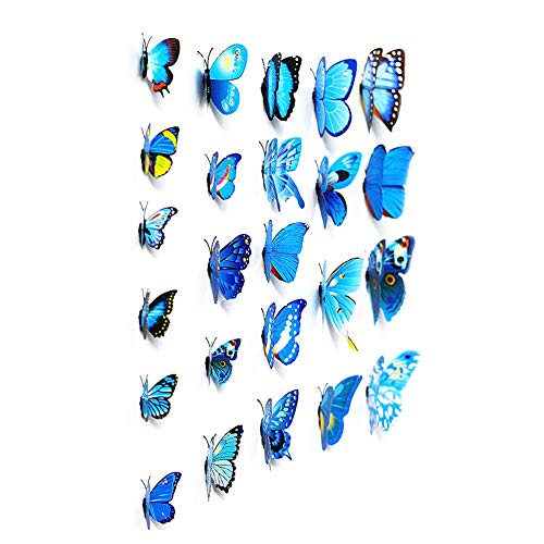 Lot de 12 stickers muraux de Papillons 3D (Bleu) Cover