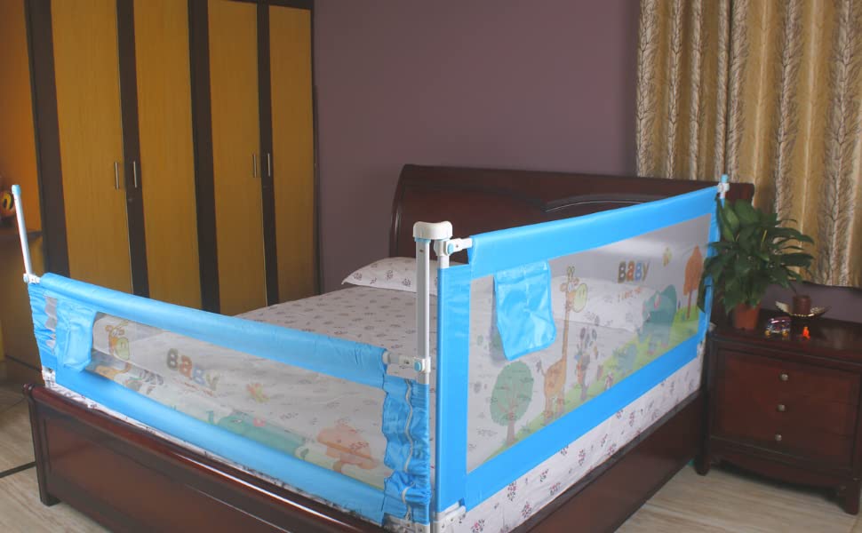 Image of VIC Kid Adjustable Baby Bedrail Guard Bed Fence (Pack of 2, 1.8 Baby 143,1.5 Baby 143)