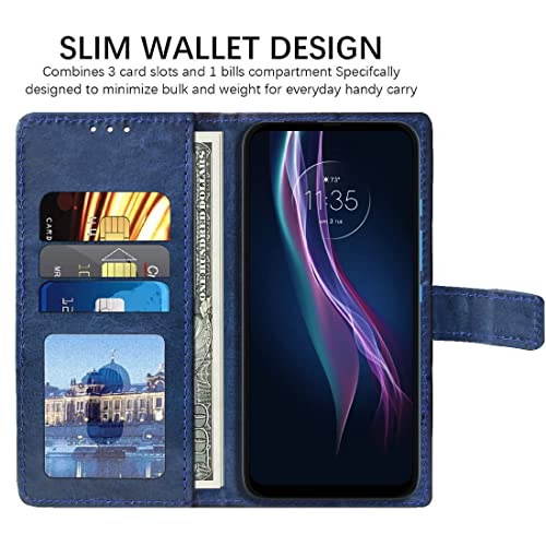 Image of Solimo Flip Leather Mobile Cover (Soft & Flexible Back Case) for Motorola One Fusion Plus (Blue)