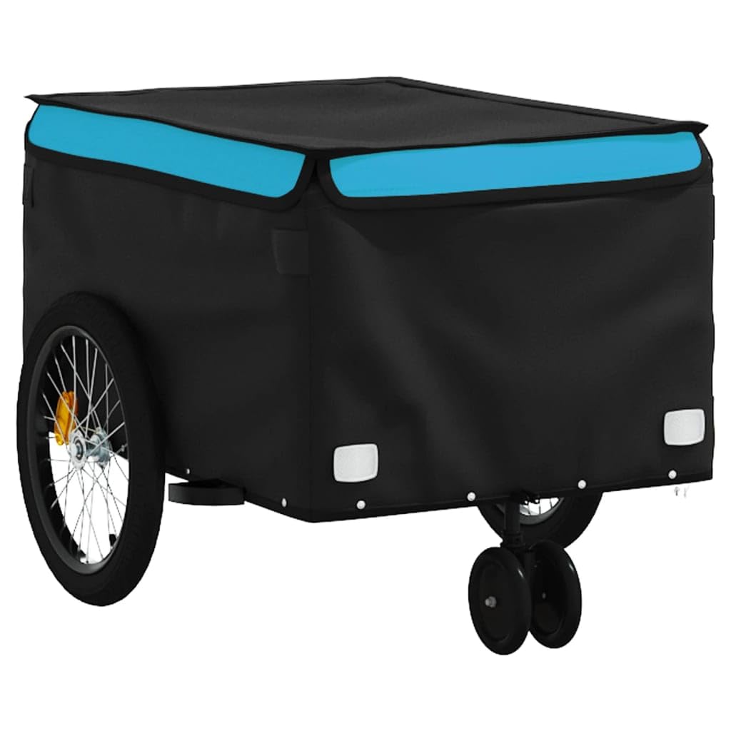 Fahrradanhänger schwarz rot aus Eisen, faltbar klappbar mit Kupplung, Sicherheitsflagge, geeignet für Transport von Gepäck, Hunde, Kinder, Outdoor Touren, Einkaufen