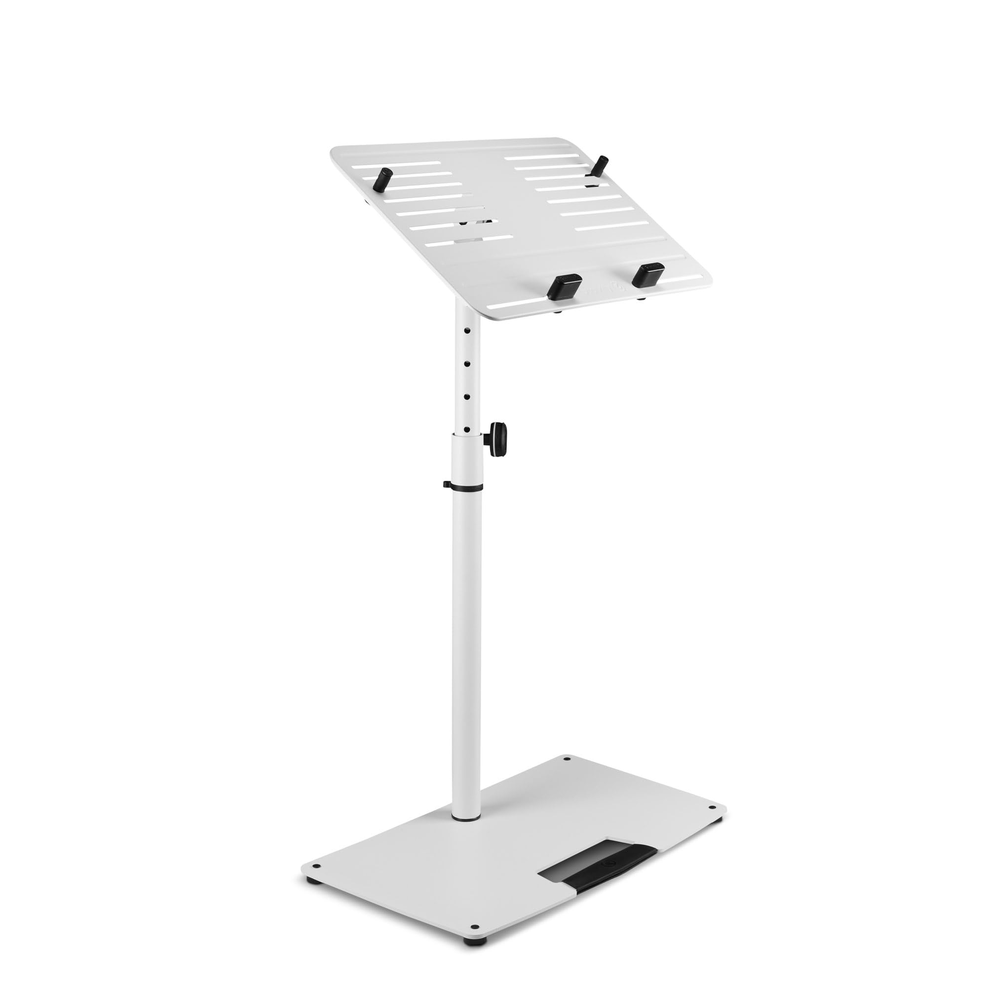 GRAVITY STANDS LTS T 02 W - Supporto universale per laptop con perni di fissaggio regolabili e base in acciaio