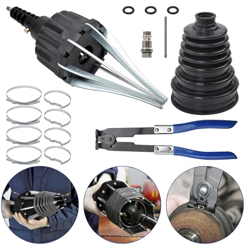 Achsmanschetten Spreizer Druckluft Achsmanschettenspreizer Manschetten Spreizer Montage Werkzeug Montagekegel 20-120 mm mit Universal Faltenbalg Achsmanschette & Klemmschelle Satz Schwarz