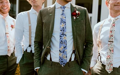 Image of Mantieqingway Floral Ties for Men Skinny Cotton Tie Flower Necktie