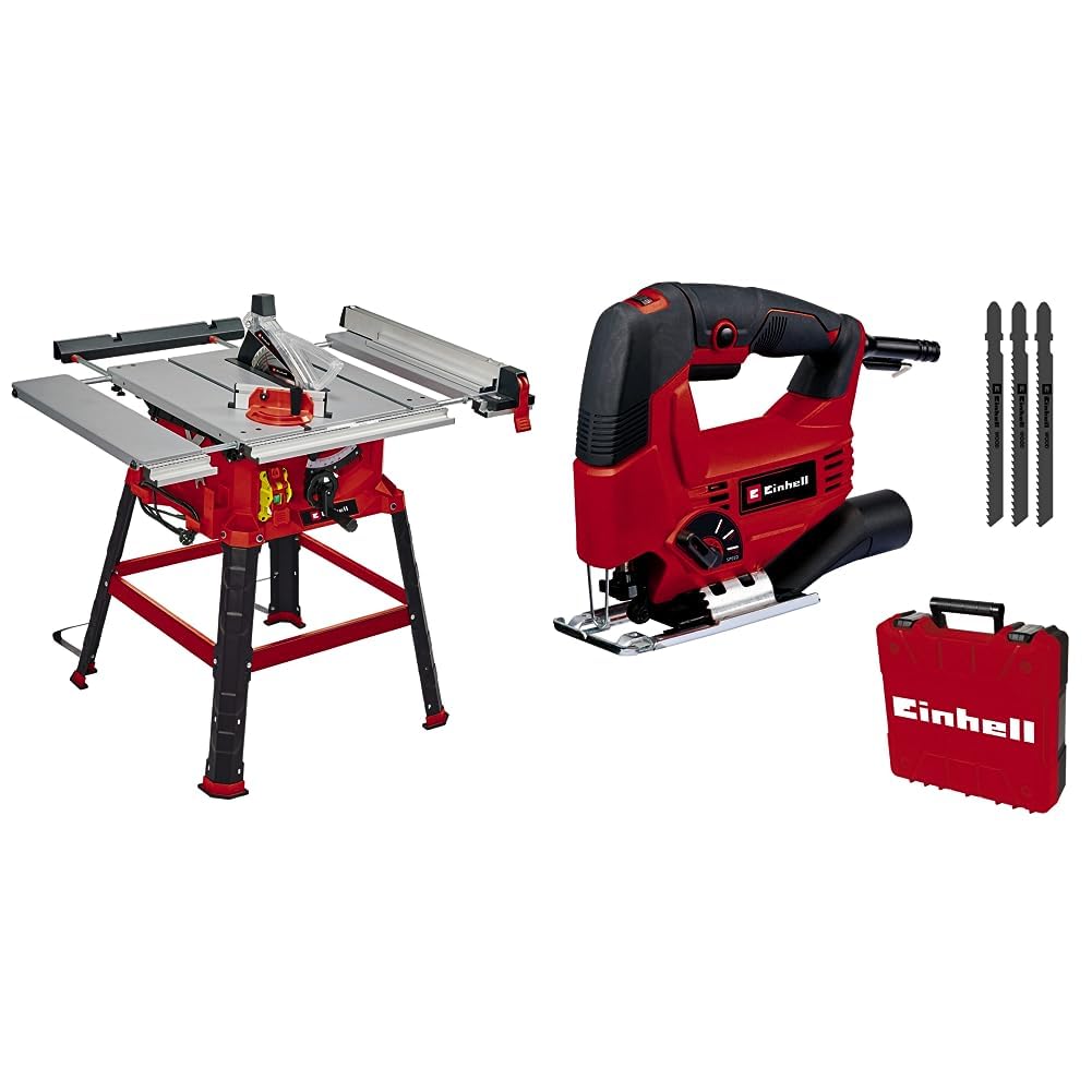 Einhell Sierra de mesa circular TC-TS 2225 U + Set de sierra de calar TC-JS 80/1