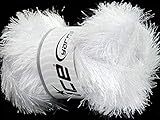 Large 100 Gram Skein White Eyelash Glitz Ice Sparkly Eyelash Yarn