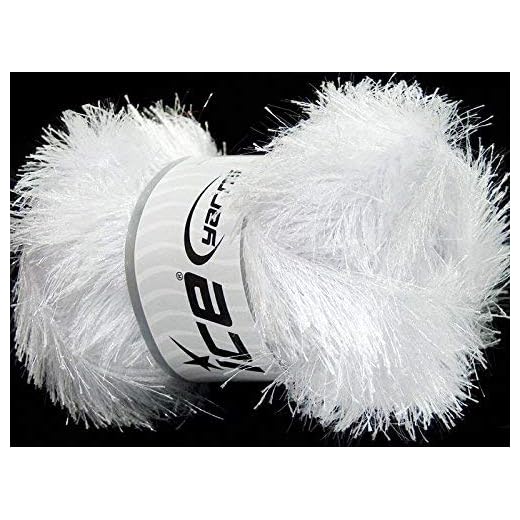 Large 100 Gram Skein White Eyelash Glitz Ice Sparkly Eyelash Yarn