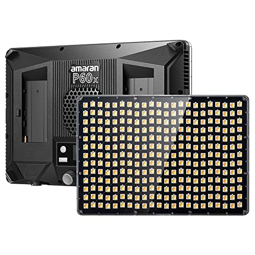Aputure Amaran P60x - Panel Led de luz de Vídeo Bicolor, CRI95+ TLCI 97+ 3200-6500K 60W, Soporta el Control de la Aplicación Sidus Link, Pantalla OLED, Incorpora 4 Efectos de Iluminación