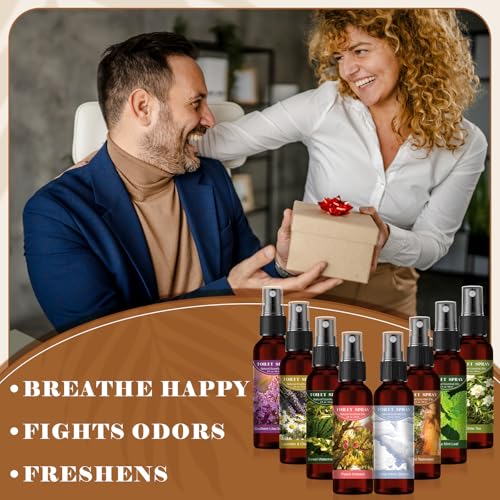 Image of 8 Pcs Toilet Spray Bathroom Odor Eliminator 2oz Air Freshener,Brown,Natural