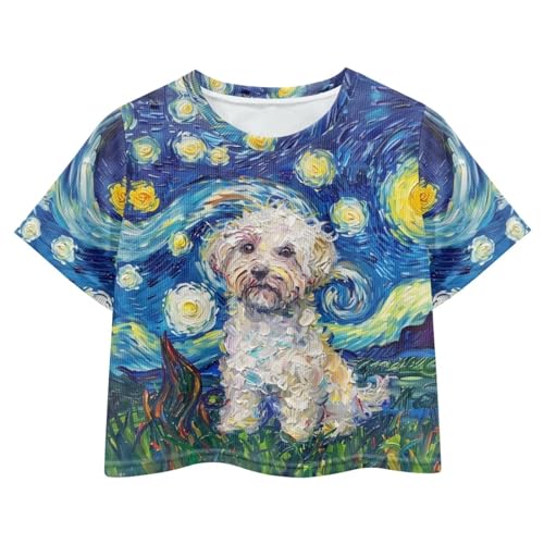 Image of Kids T Shirt Short Sleeve Crop Tops for Girls Summer Clothes Pullover Tees Shirt 5-14