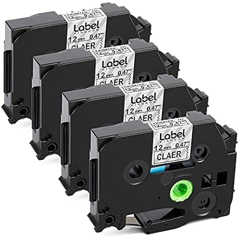 Label KINGDOM Compatible Label Tape Replacement for Brother TZe-131 TZ-131 Ptouch Label Maker Tape Clear for PTouch PT D210 H110 D400, 0.47" x 26.2'(12mm x 8m), Black on Clear, 4 Pack Cover