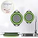 LEARJA Collapsible Colander, 2 Collapsible Set, Food-Grade Silicone kitchen Strainer Space-Saver Folding Strainer Colander, Sizes 8 inches - 2 Quart, and 9.5 inches - 3 quart,2 hooks(Green)