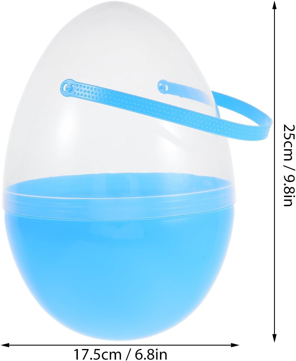 ULTECHNOVO Large Easter Egg with Handle 9.84In Fillable Plastic Clear Container for Kids Easter Hunt Basket and Holiday Decoration
