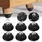 Snillok 12 PCS Self Adhesive Caster Wheels 360° Swivel Wheels for Furniture, 1 Inch Stainless Steel Ball Caster Low Profile Roller for Small Appliance Storage Bins, 28 LBS Load Capacity Per Wheel