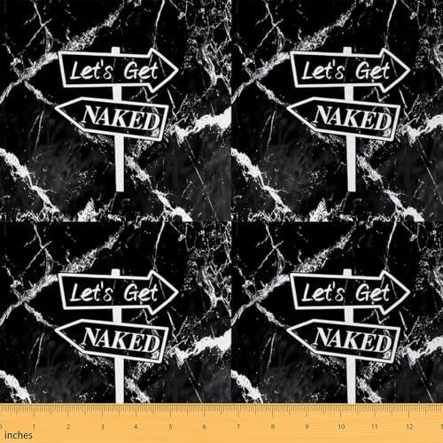 Let’s Get Naked Pattern Fabric by The Yard Black Marble