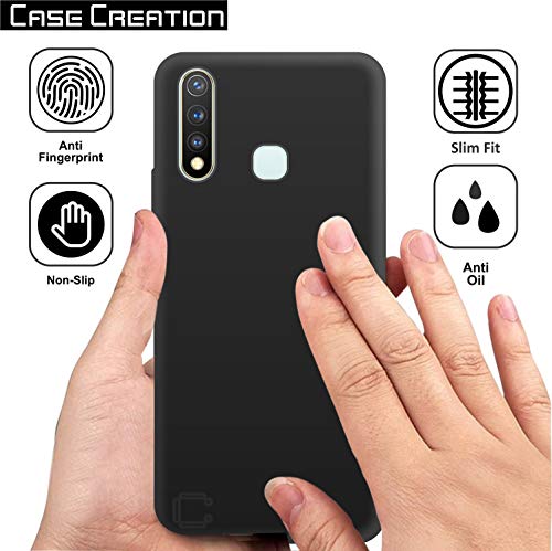 Image of Case Creation for VivoU3 2019 Back case, Vivo U3 Slim Flexible Smart Look case with 360 Camera All Angle Protection (Pure Black)