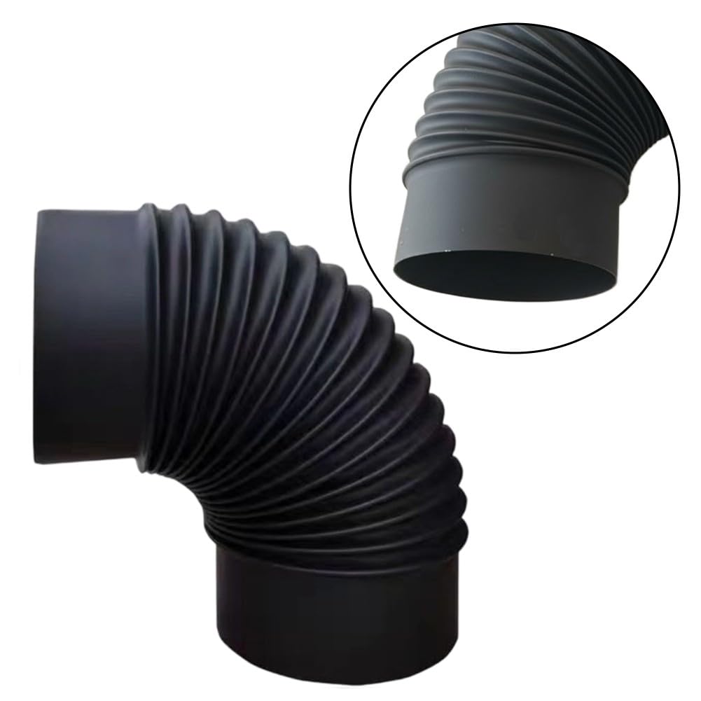 Ofenrohr, Ofenrohr, Rauchrohr, 90 Grad Bogen für Kamin, Edelstahl, hitzebeständig, einfache Installation, Schwarz, 150 mm, 1 Packung