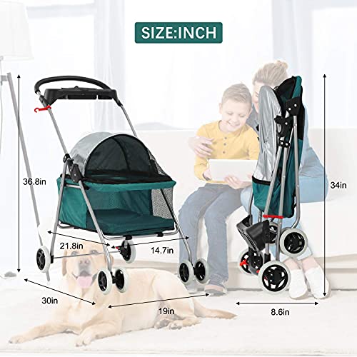 Pet Stroller - MeetPerfect Luxury Pet Roadster for Dogs and Cats Waterproof Dog Cart Dog Stroller Cat Stroller Pet… - Image 8