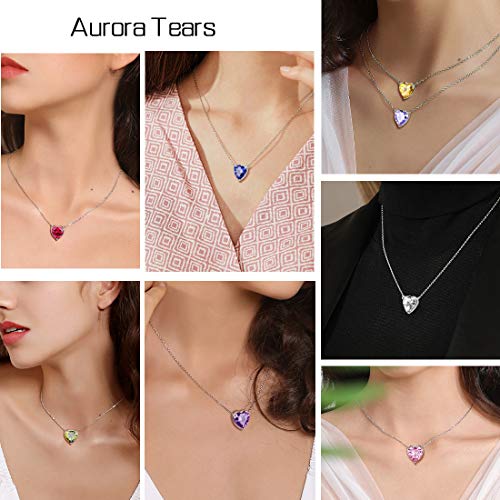 Aurora Tears 925 Sterling Silver 12 Birthstone Hearts Jewelry Women Crystal Wedding/Engagement/Bridal Heart Necklace/Earring/Ring/Bracelet Sets Jewellery2